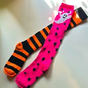 2 Pairs Festive Thigh High Over The Knee Halloween Socks